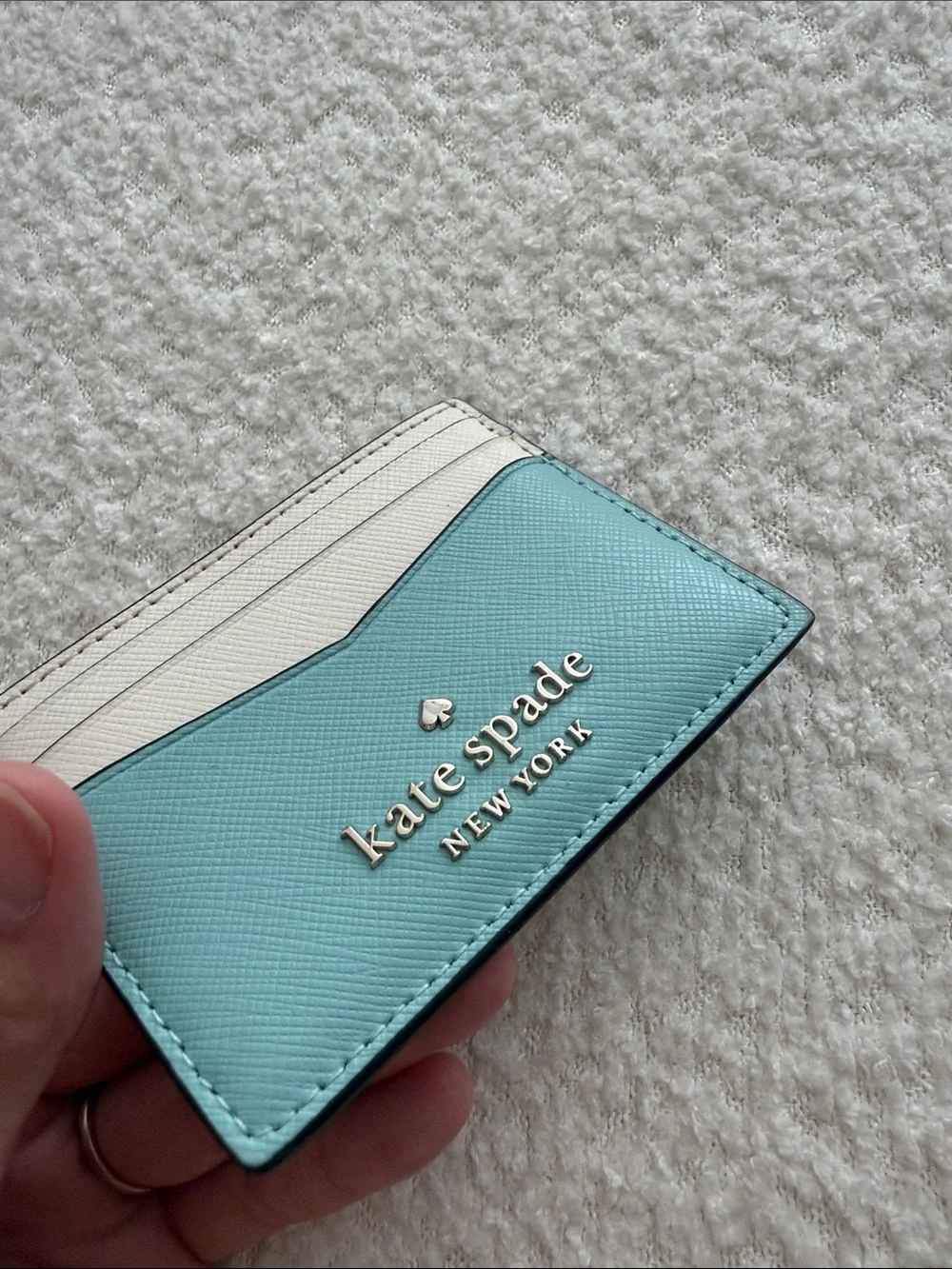 kate spade Two-Tone Mint and Beige Card Holder